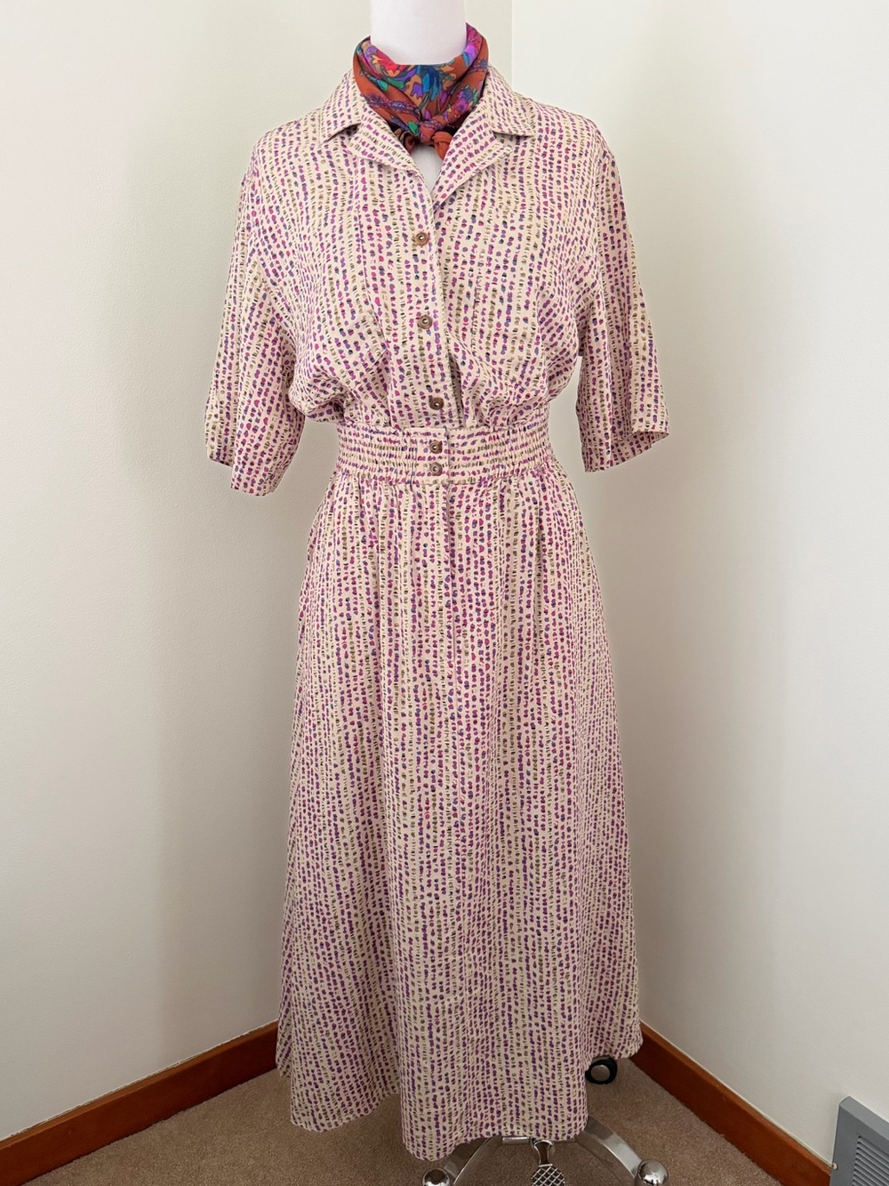 Vintage Cream and Multi Printed Skirt Set